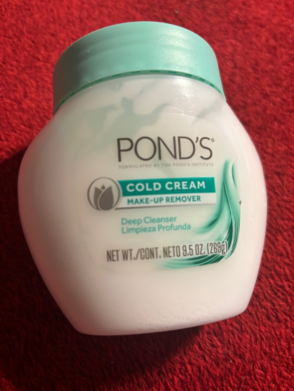 POND'S Cold Cream Make-Up Remover - White with Mint Green Lid 9.5oz  . New